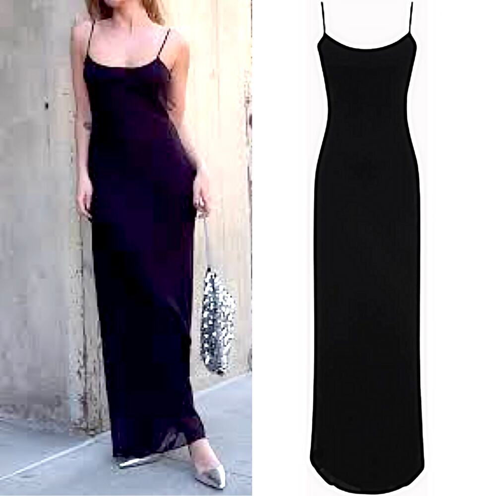 Rumored Black Maxi Slip Dress Size Small 90s Cami Square Neck Revolve Sleeveless